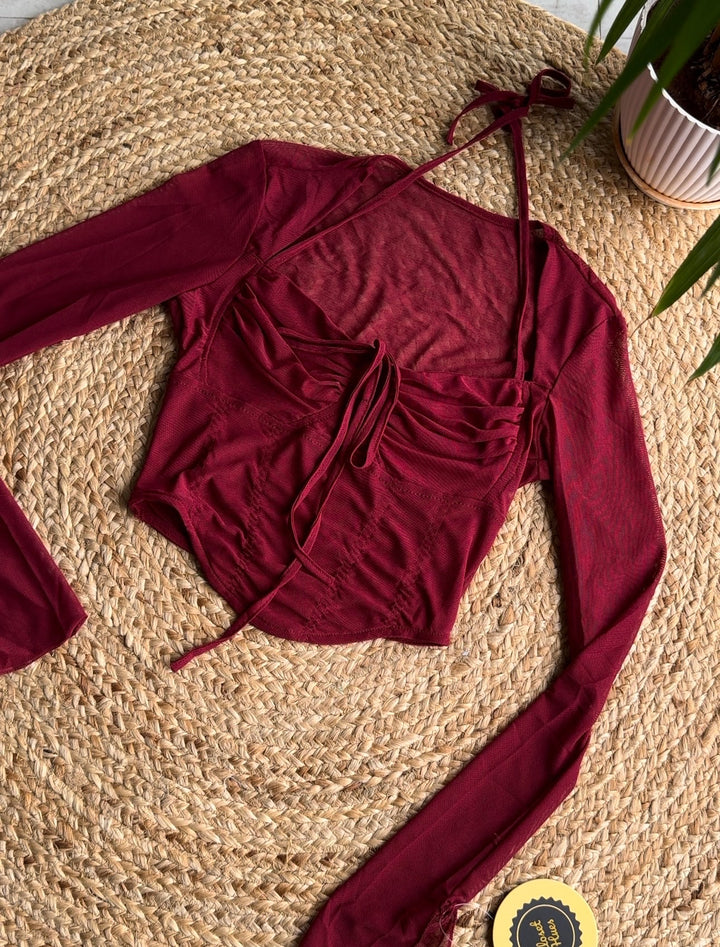 Theodora mesh sleeve top