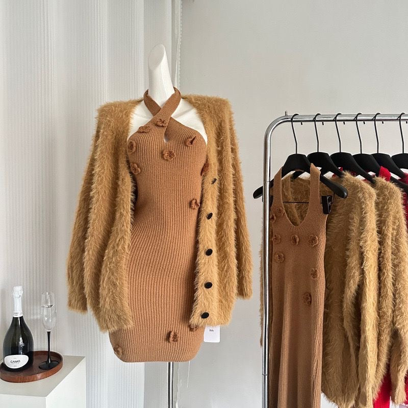 London knit woollen two piece dress
