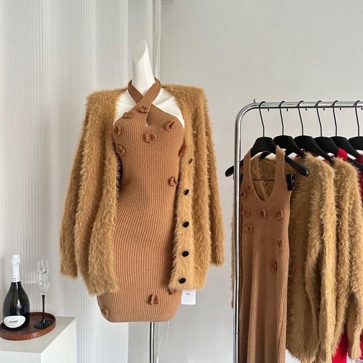London knit woollen two piece dress