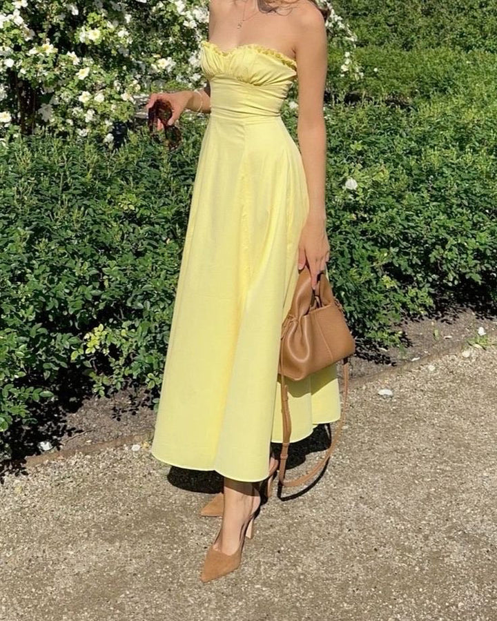 Butter yellow tube dress-Preorder