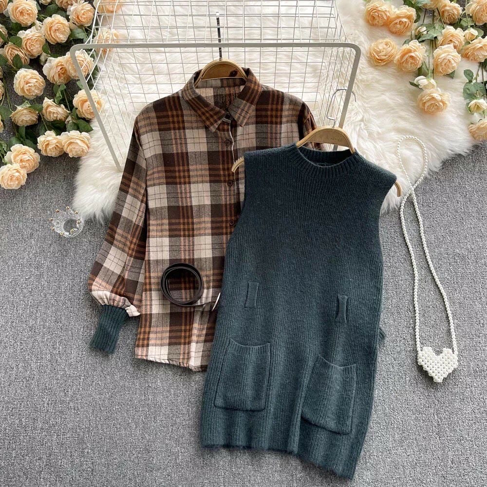 Becca knit vest and shirt set