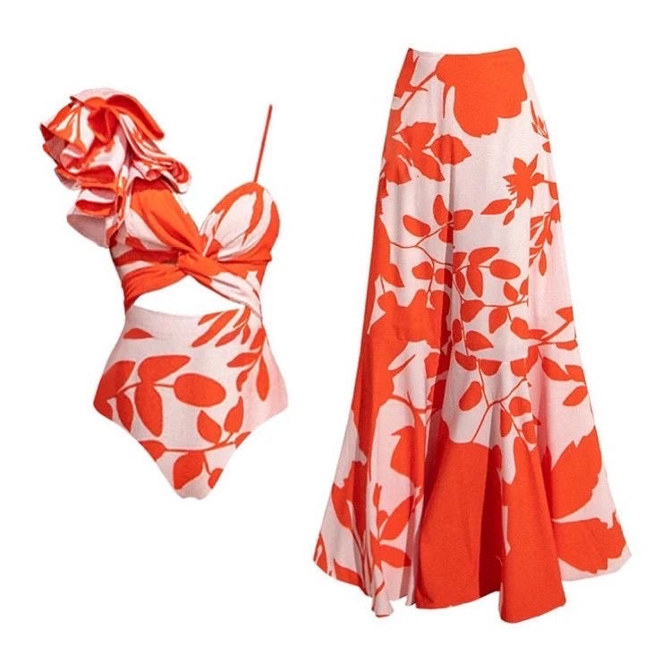 Seychelles swimsuit and skirt