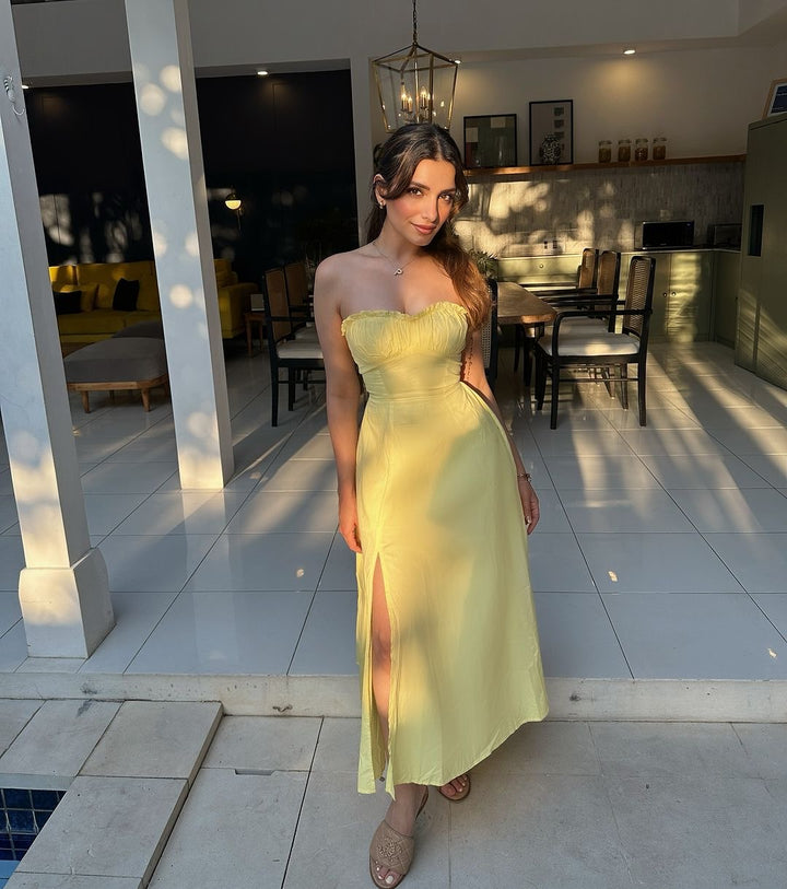 Butter yellow tube dress-Preorder