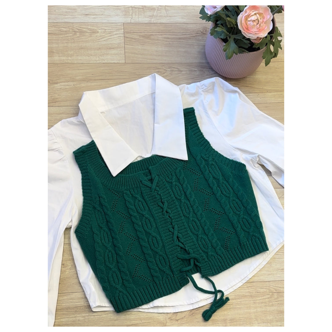 Cuba shirt and knit vest set
