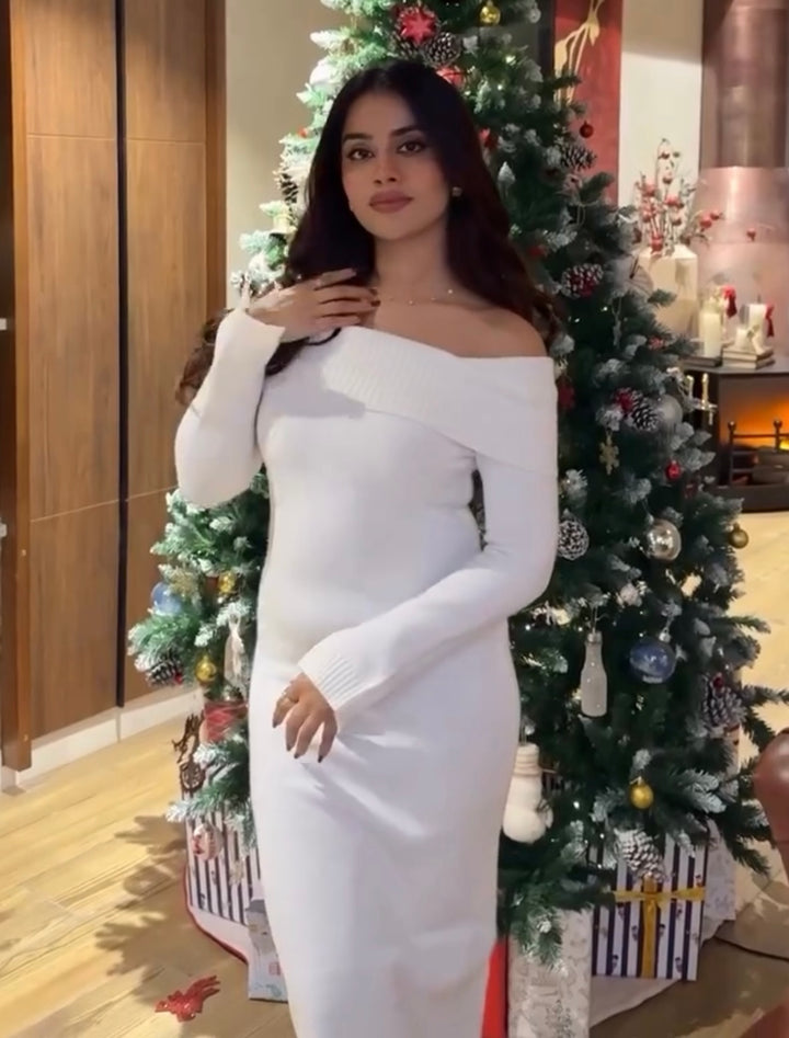 Robbin off shoulder knit dress