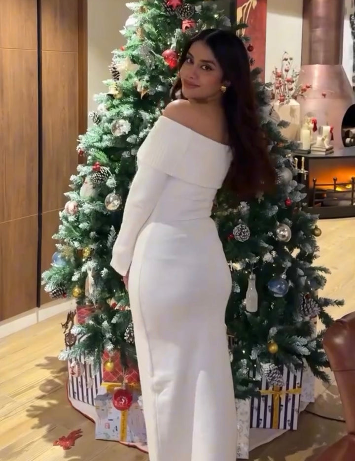 Robbin off shoulder knit dress