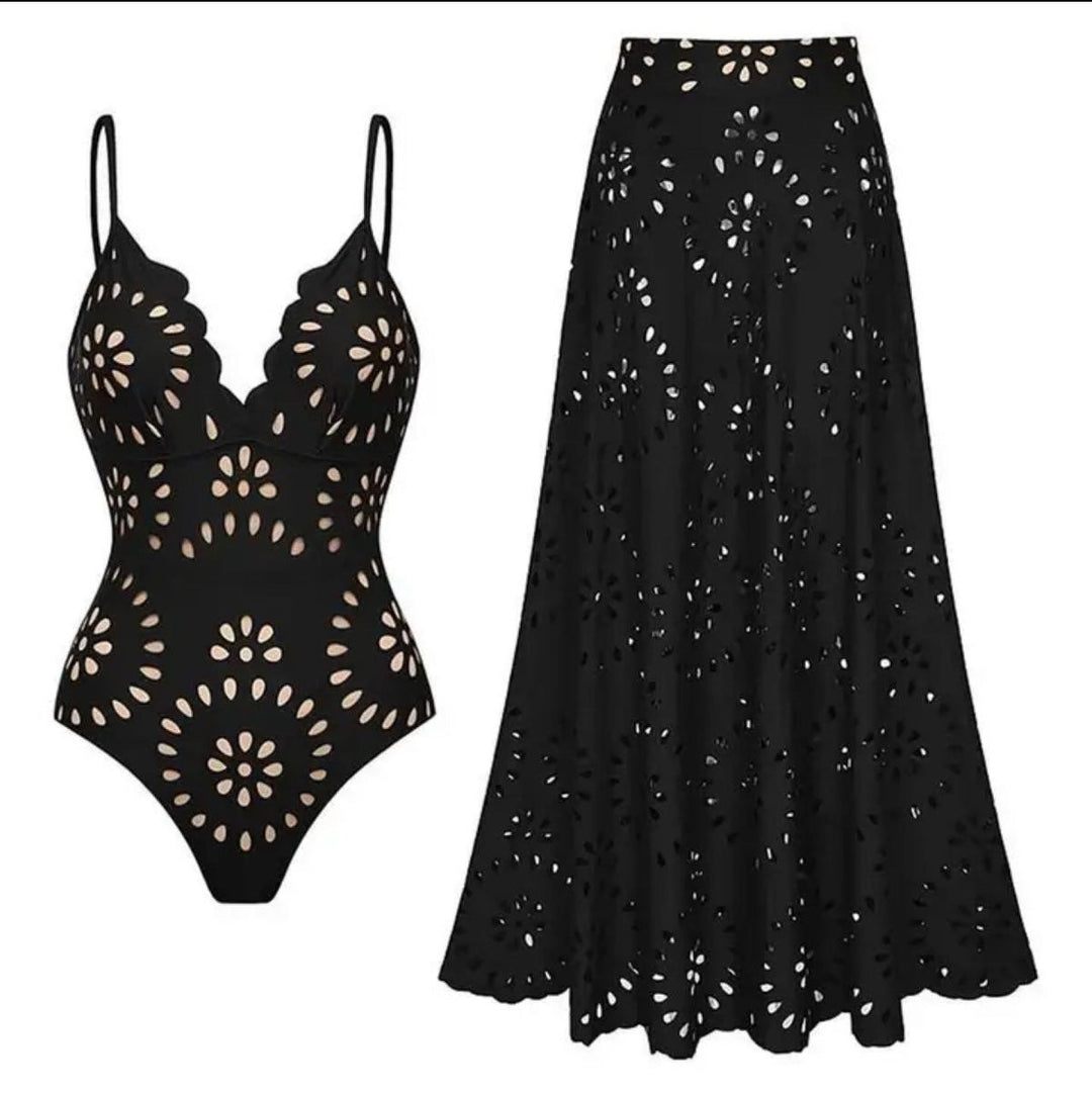 Glasgow hollow swimsuit with skirt- Red Preorder