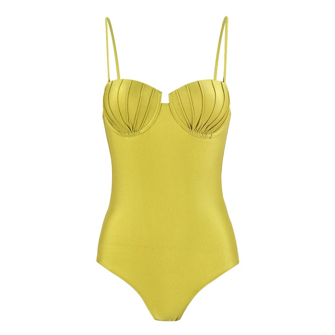 Golden dream bikini with one shoulder cover up