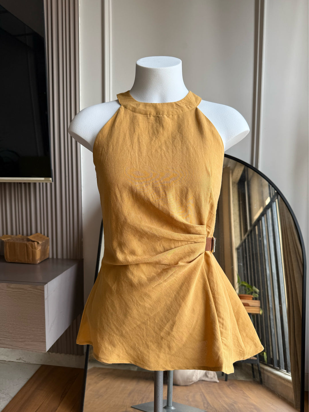 Adore halter neck top with side belt