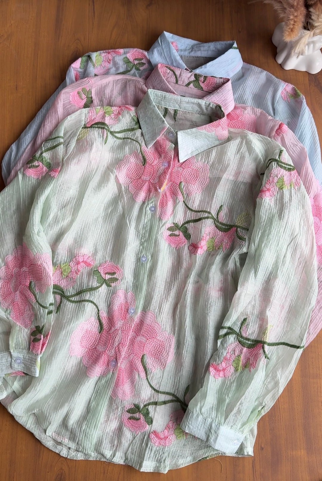 Zamzam floral embroidered shirt-Preorder