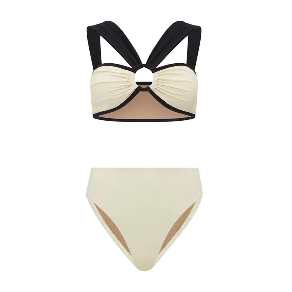 Lovette black and white three piece swimsuit