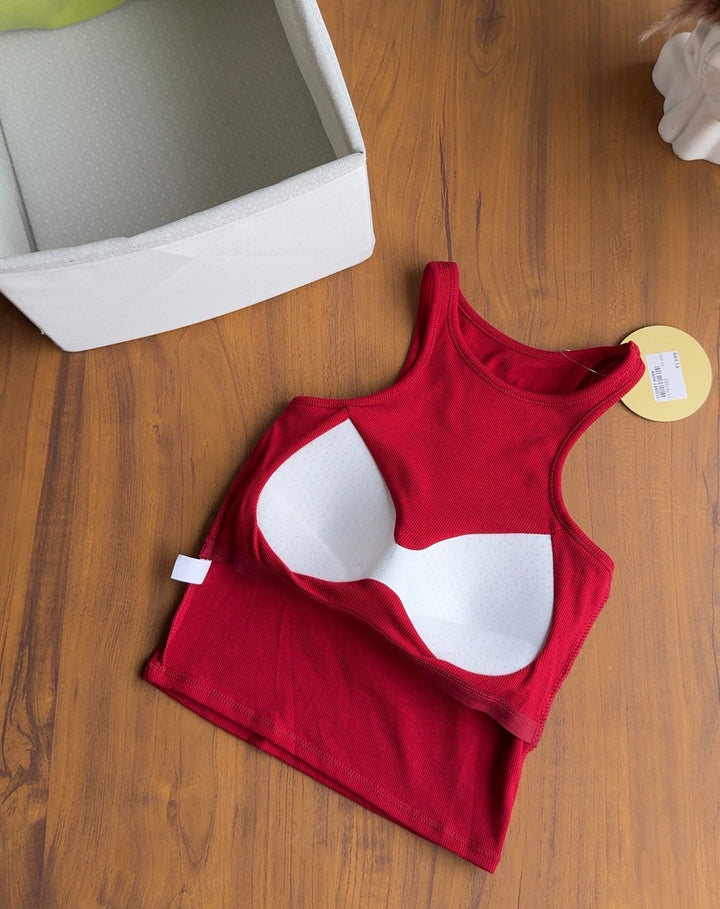 Raspberry built in bra tops