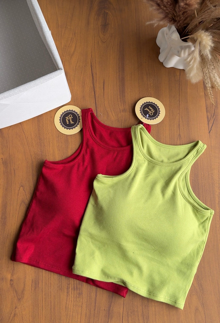 Raspberry built in bra tops