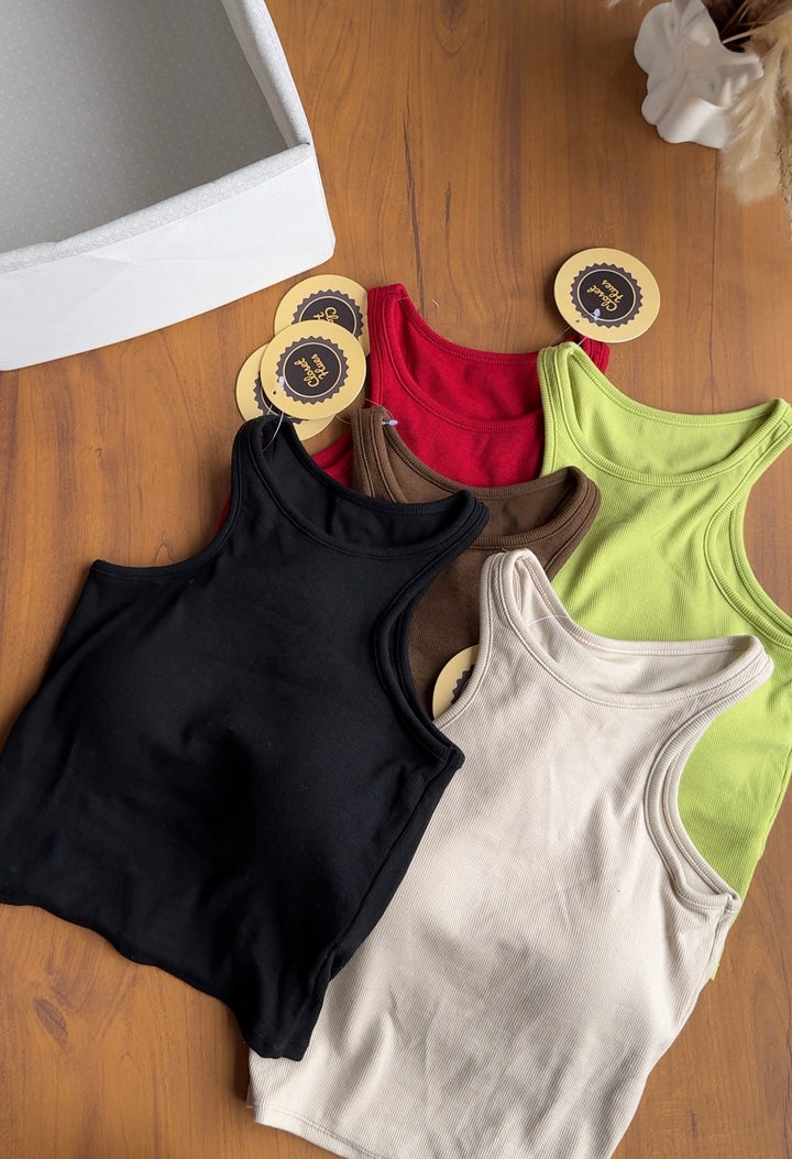 Raspberry built in bra tops