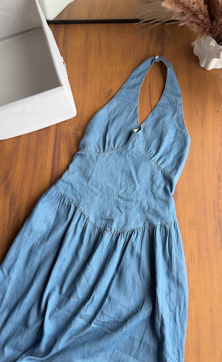 Jolie halter neck denim dress
