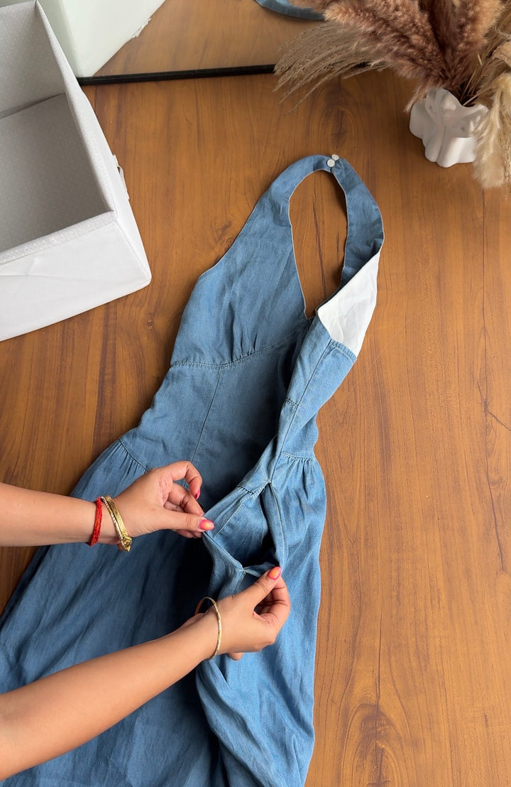 Jolie halter neck denim dress