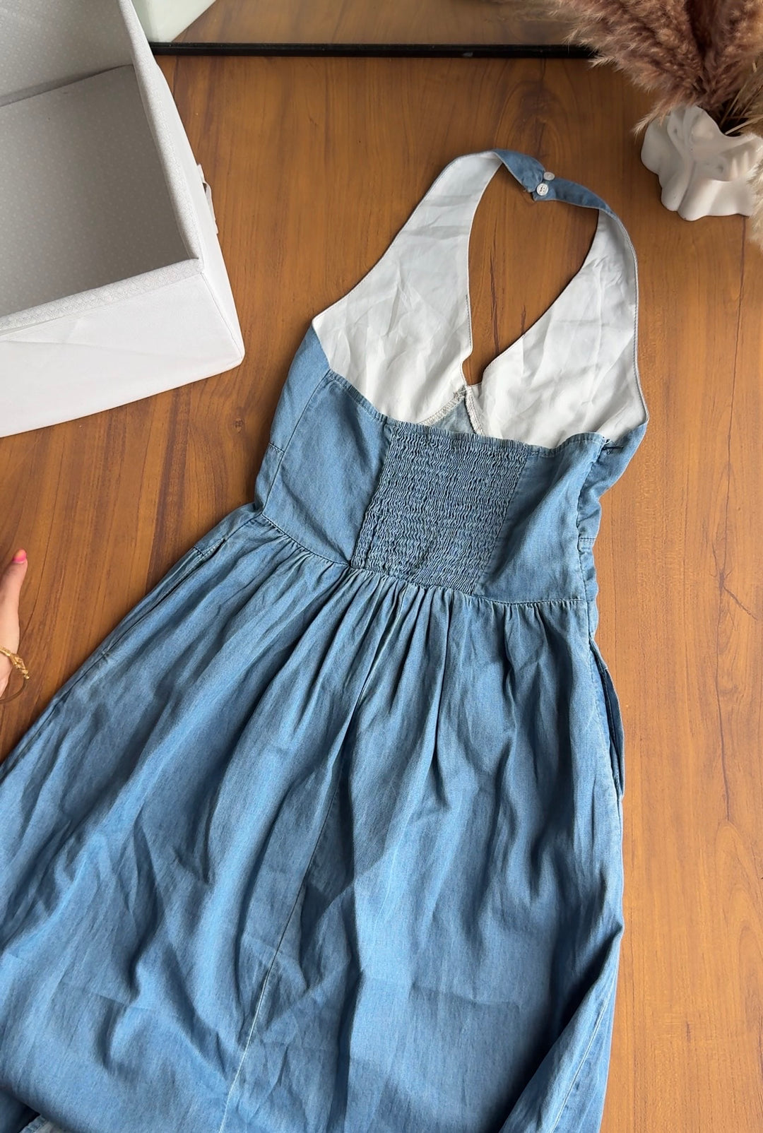 Jolie halter neck denim dress