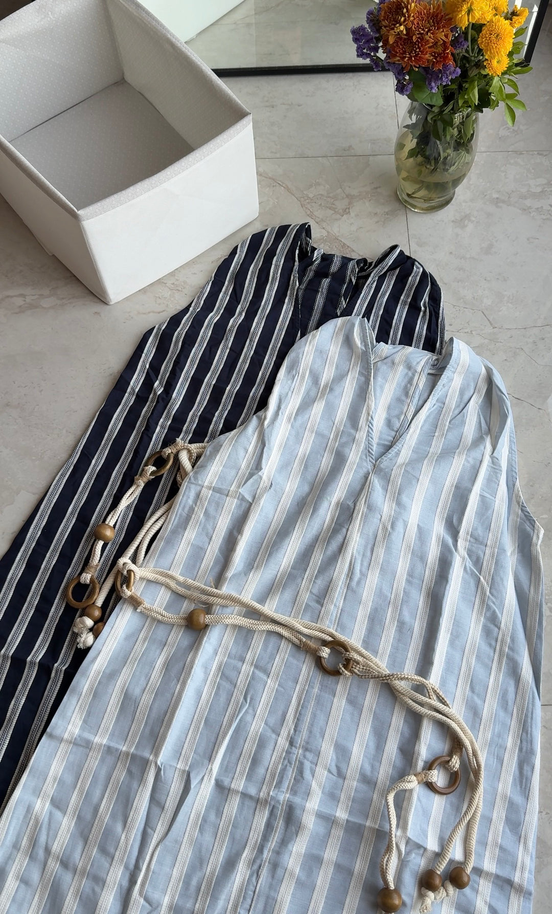 Greece striped dress with rope belt
