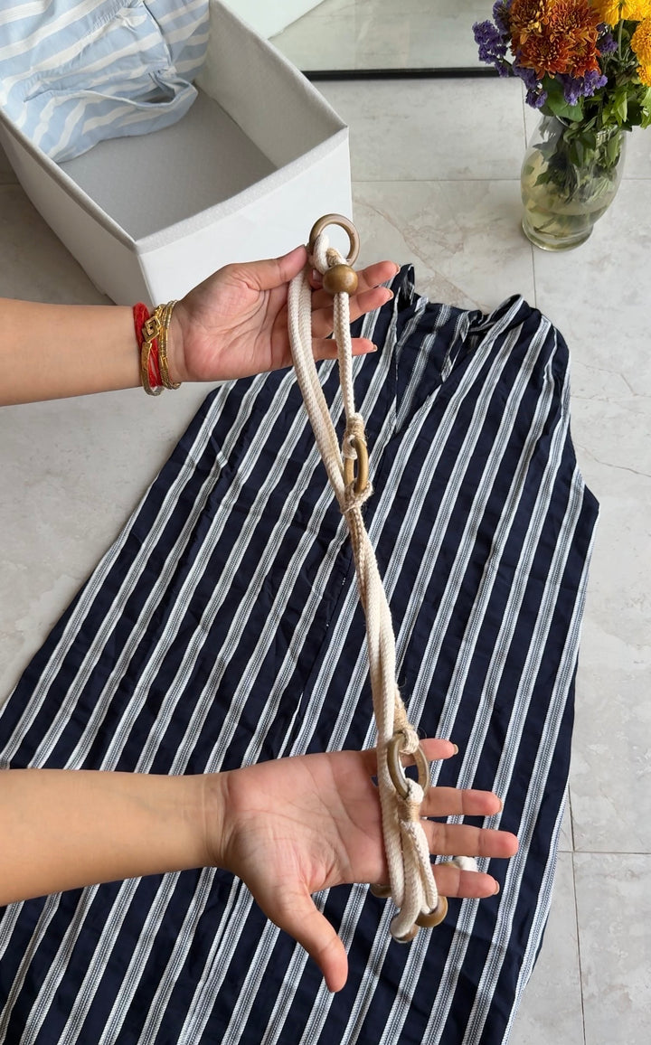 Greece striped dress with rope belt