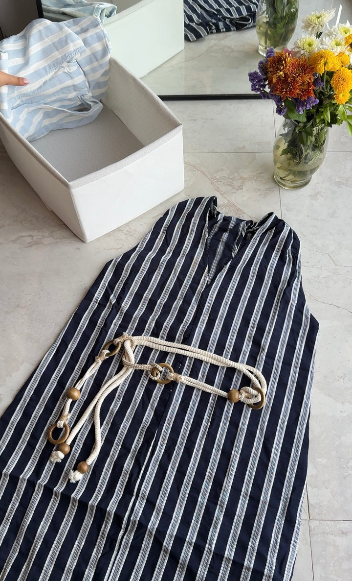 Greece striped dress with rope belt