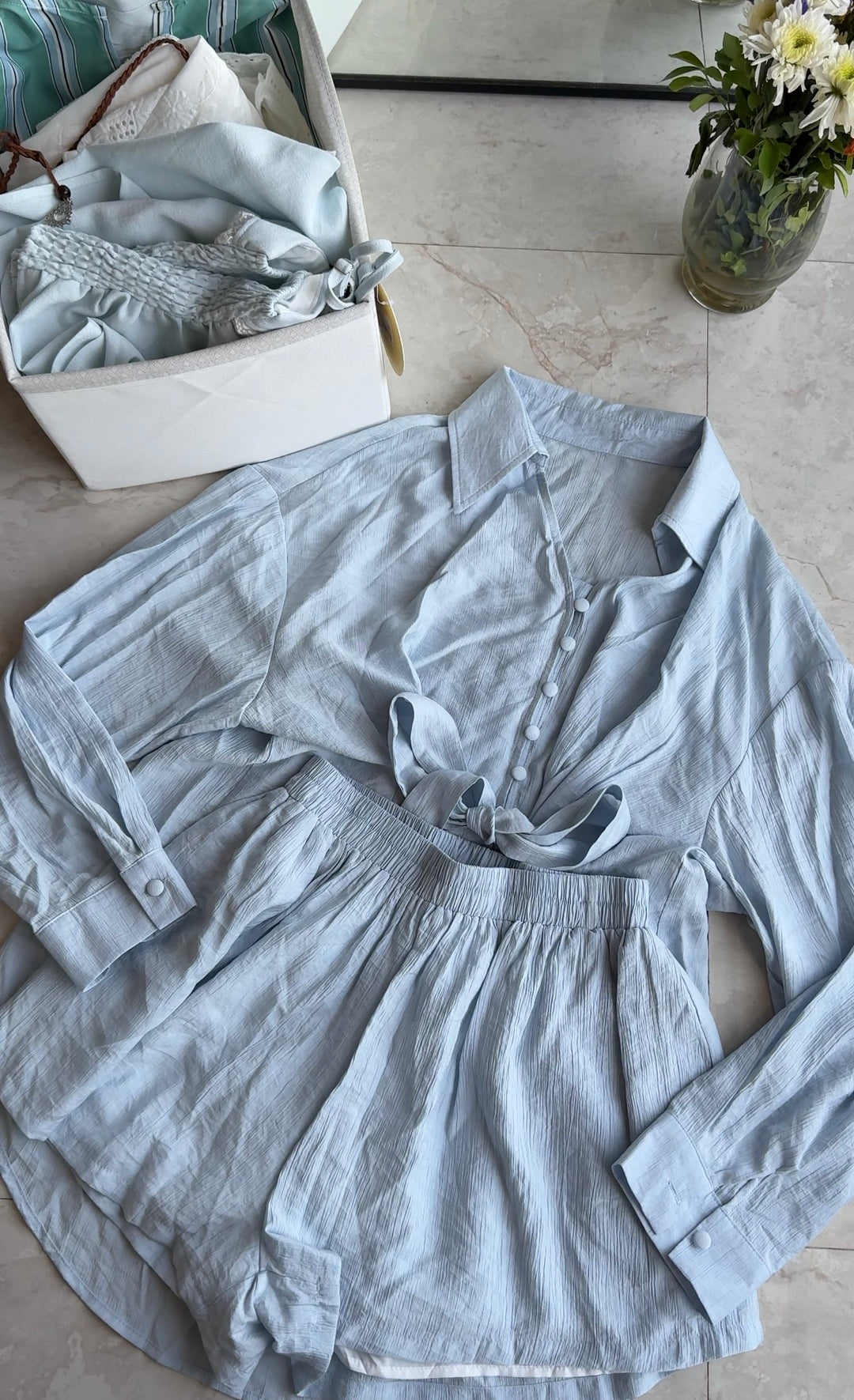 Nichole knot shirt coord set