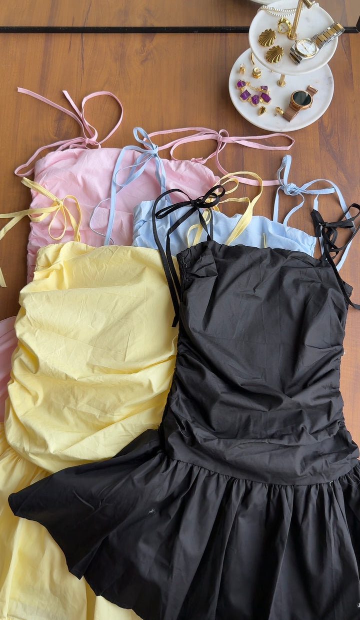 Victoria tie strap short dress