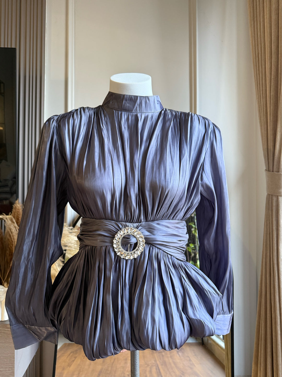 Kelly metallic shimmer organza top