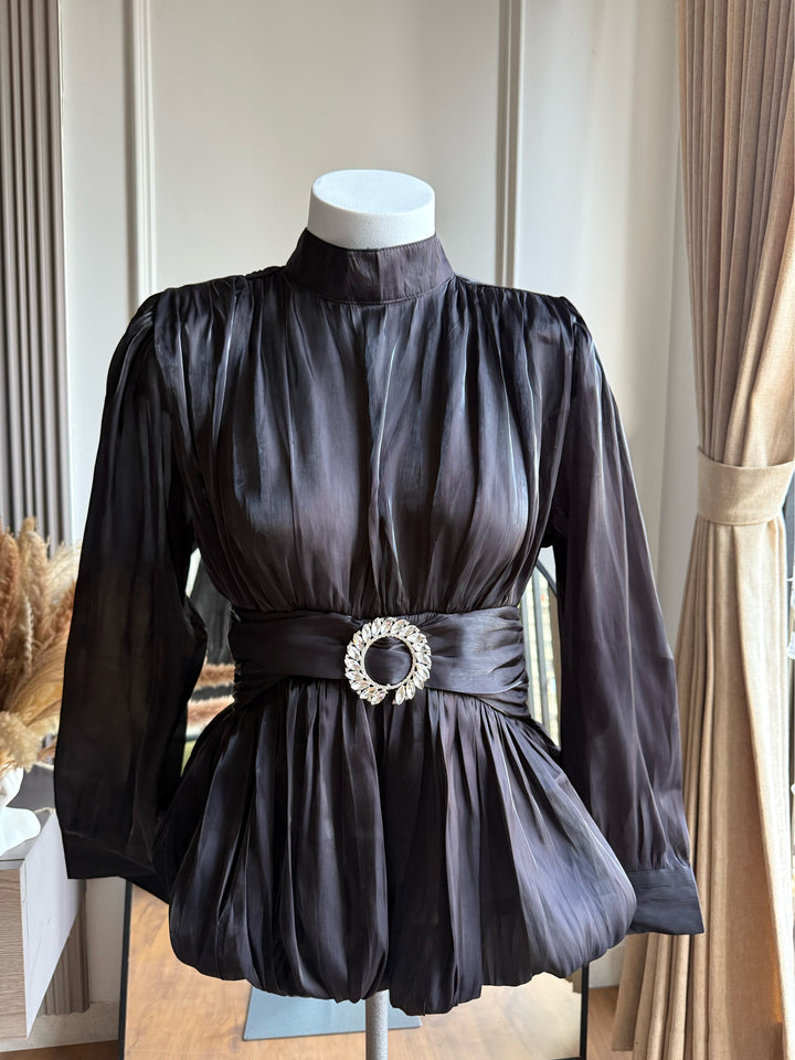 Kelly metallic shimmer organza top