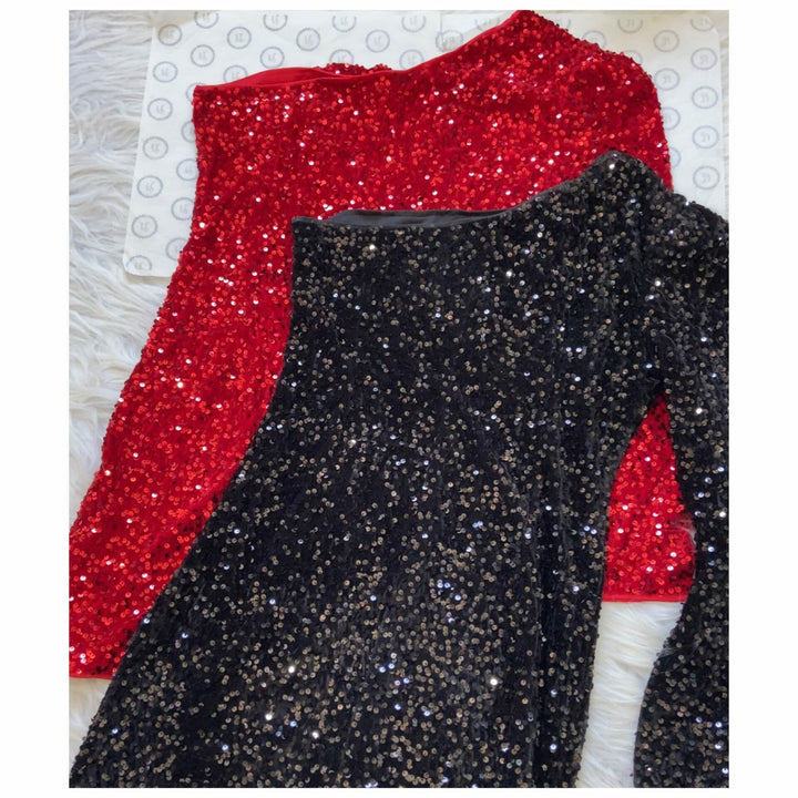 Lockwood one shoulder sequin dress