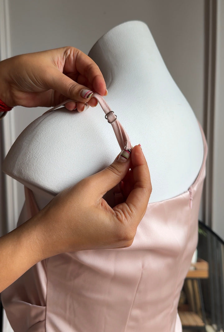 Vanilla silk satin dress