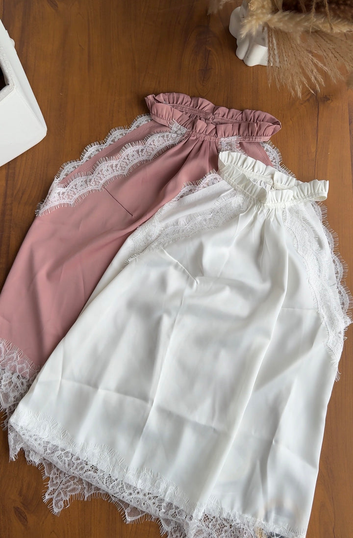 Lennon high neck ruffle top