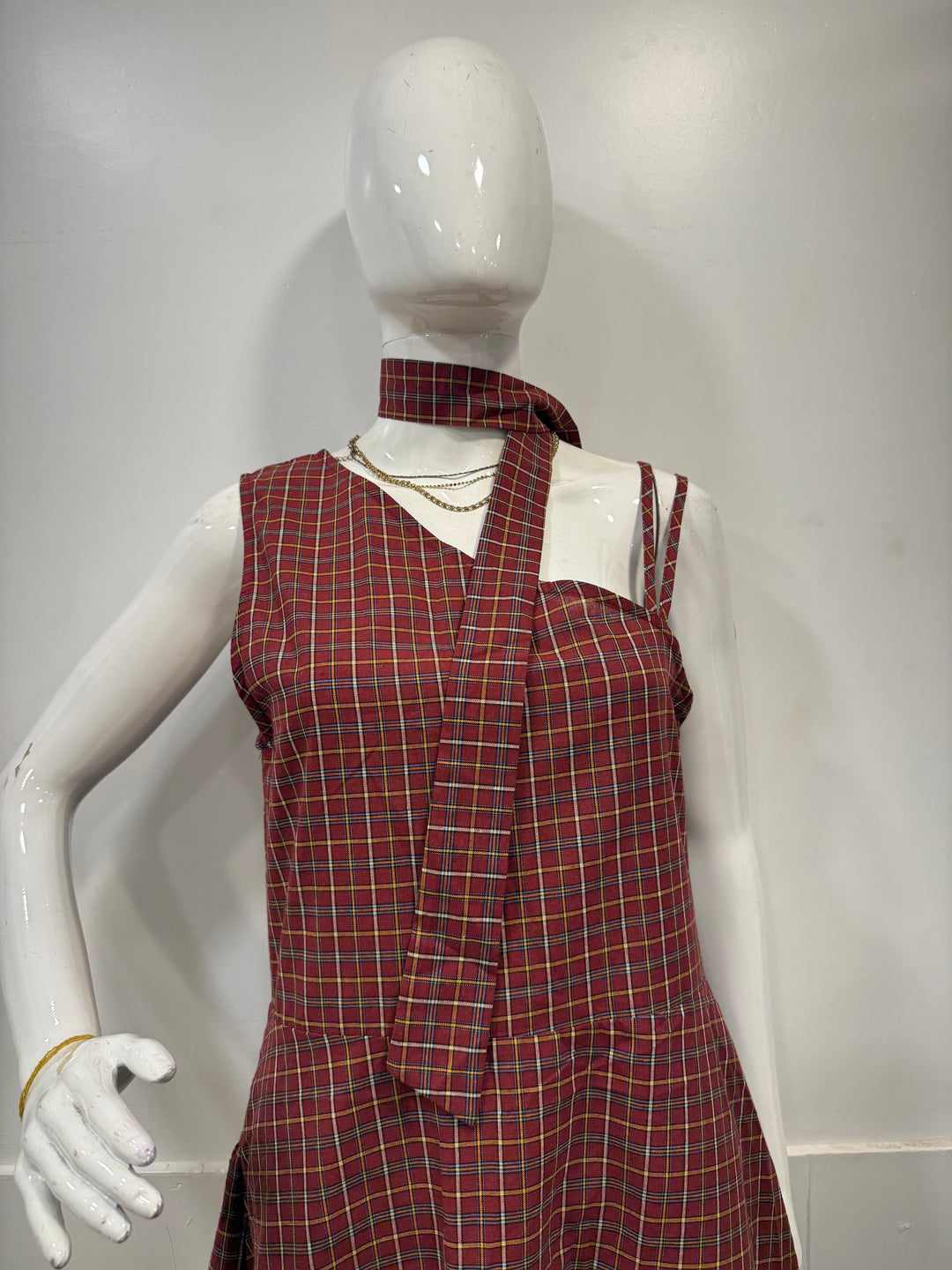 Cotton midi dress- red