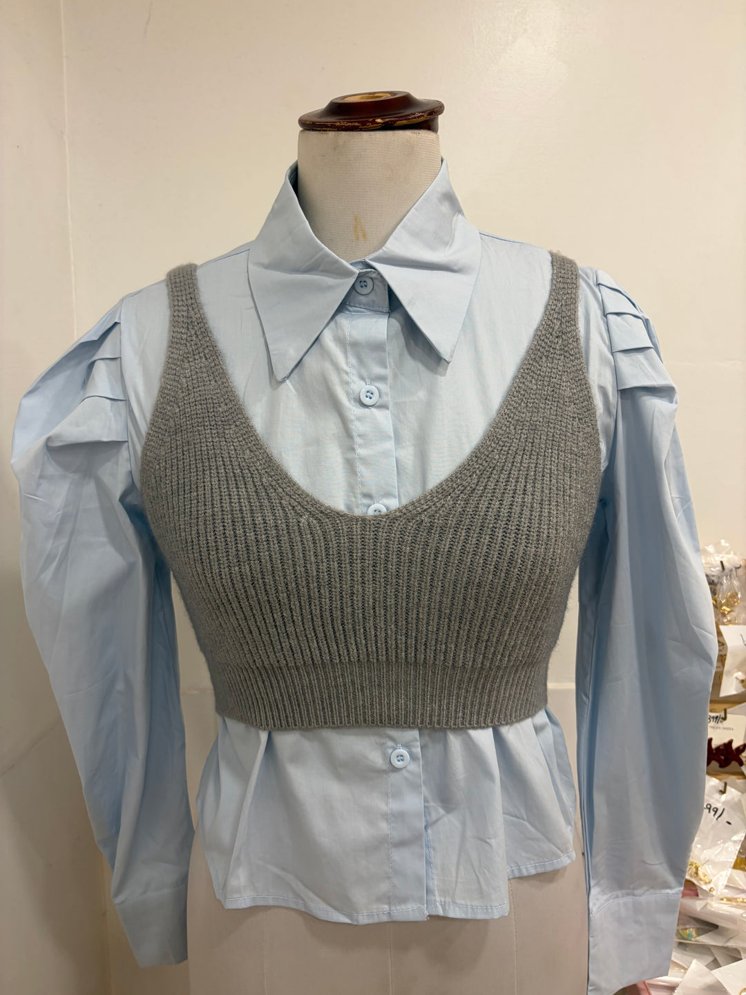 Two piece top- light blue