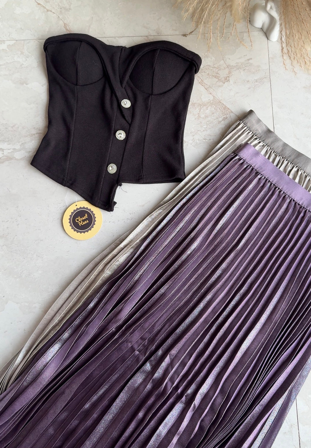 Mooney pleated metallic skirt