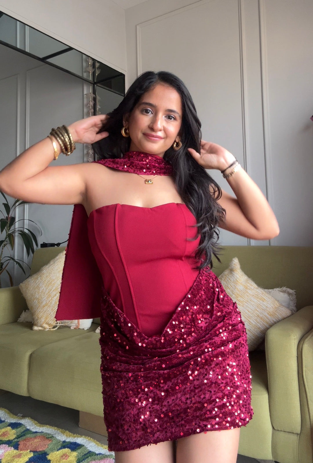 Katrina Tube sequin dress with stole