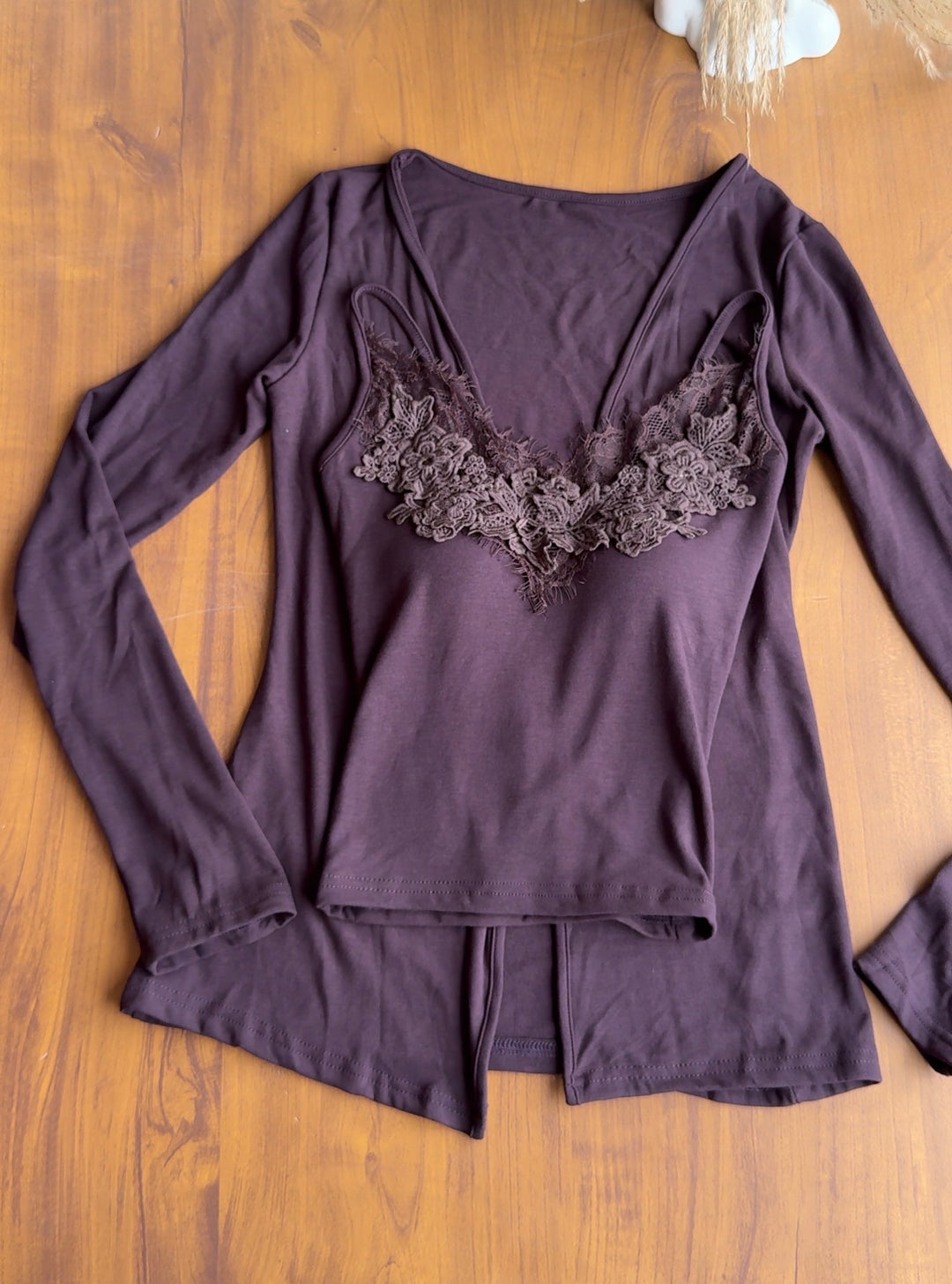 Senorita lace built in top with shrug and fold over pants