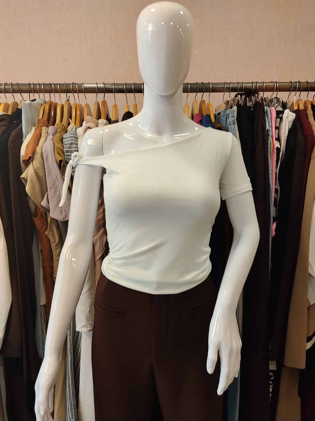Azari built in bra one shoulder top