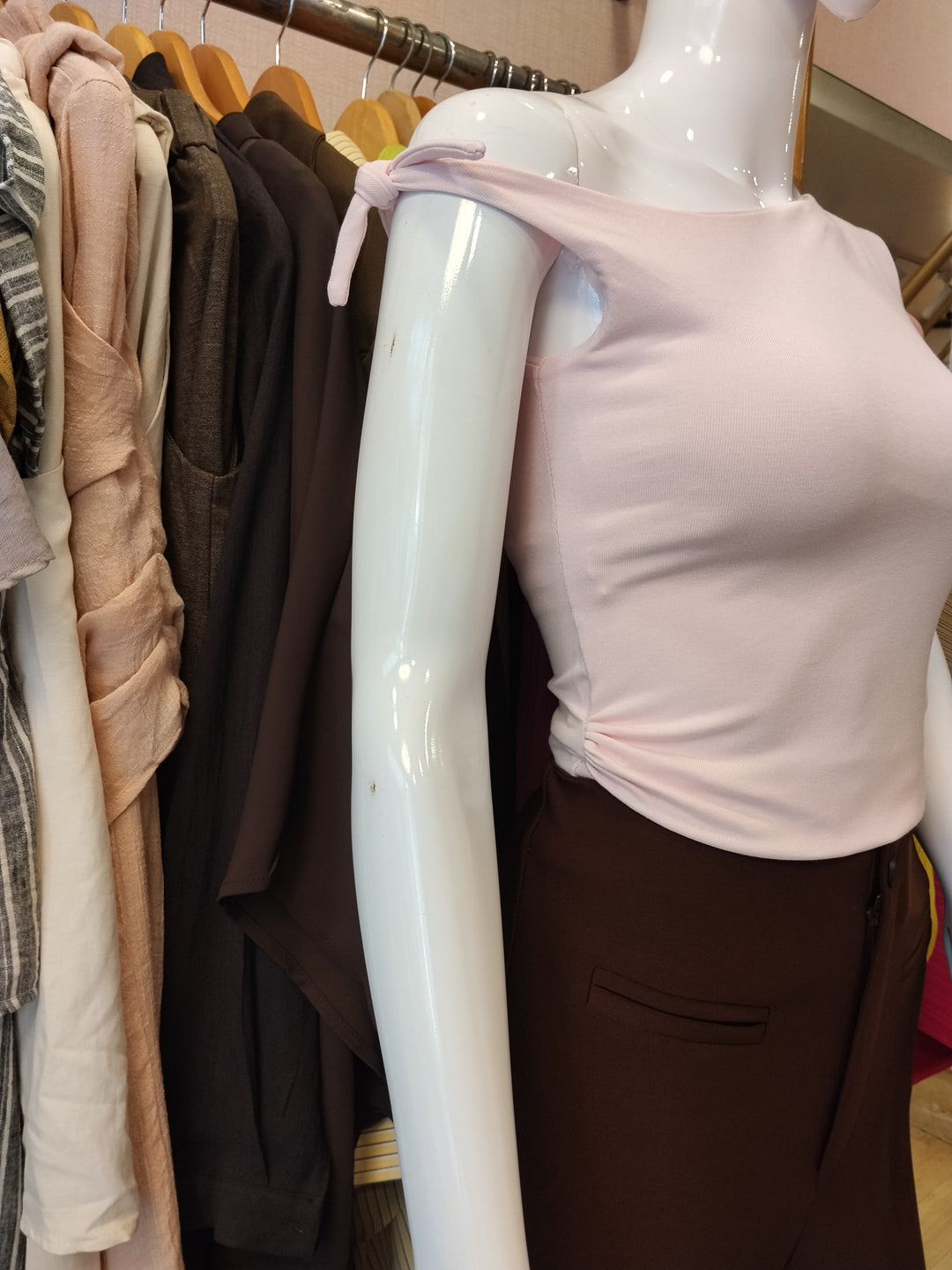 Azari built in bra one shoulder top