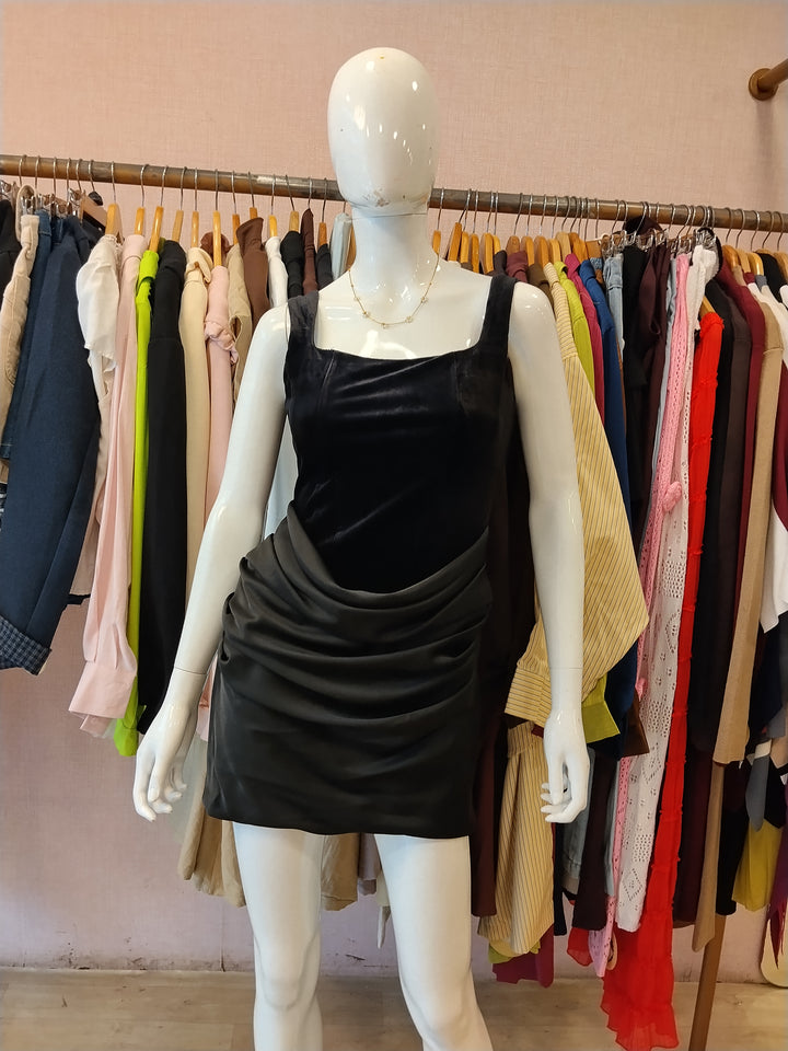 Moon velvet Satin drape dress