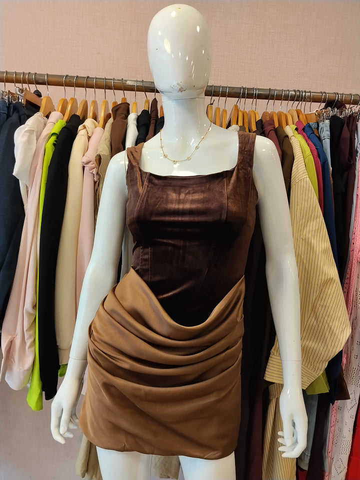 Moon velvet Satin drape dress