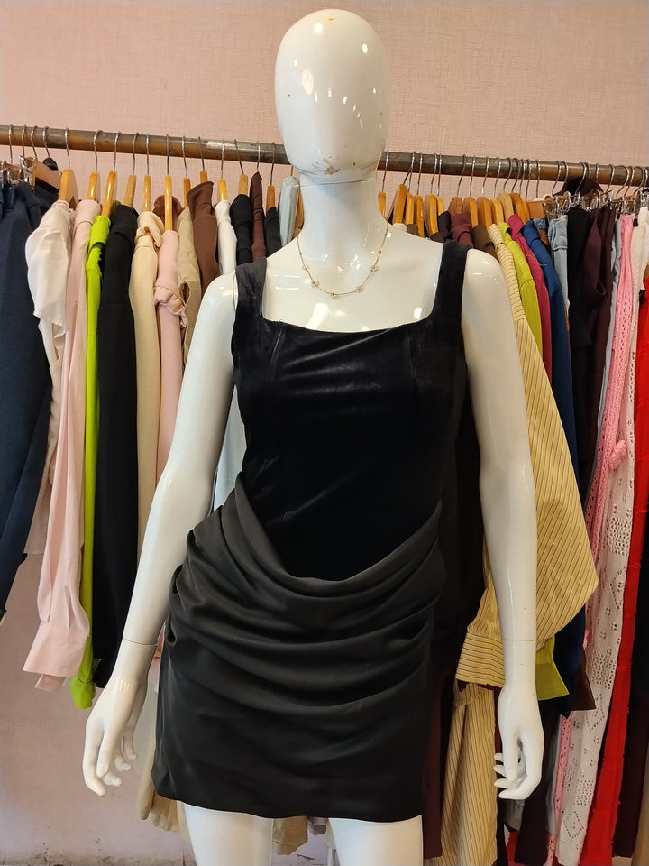 Moon velvet Satin drape dress