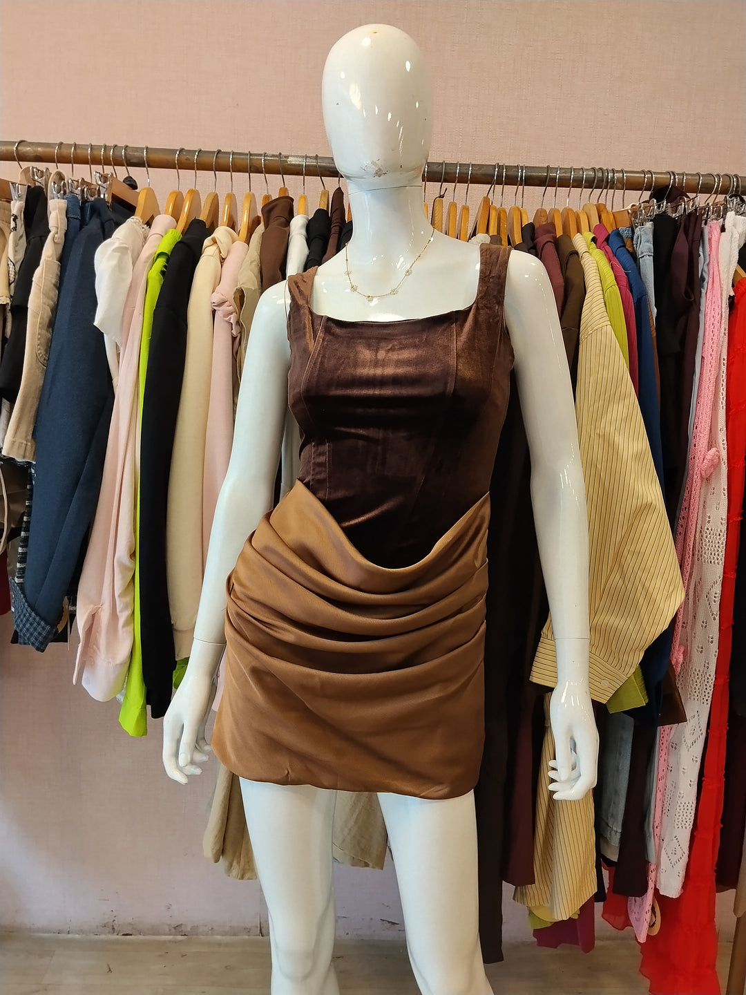 Moon velvet Satin drape dress