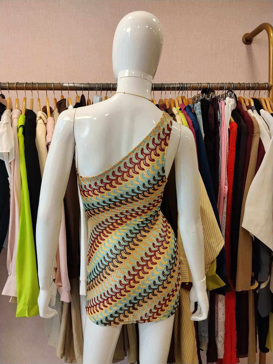 Cece crochet one shoulder dress