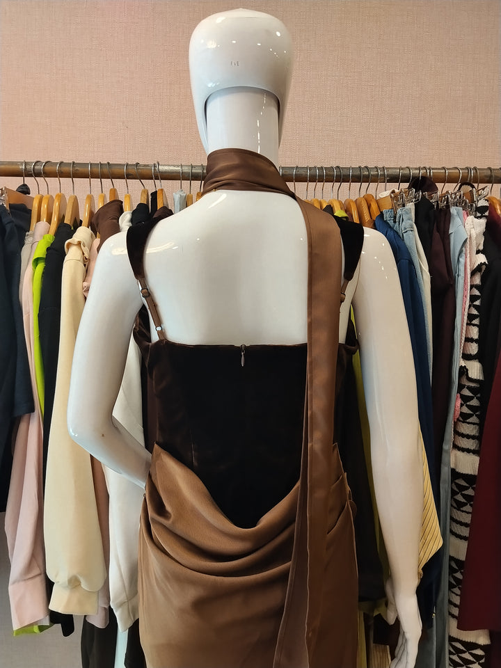 Cocktail velvet Satin drape dress