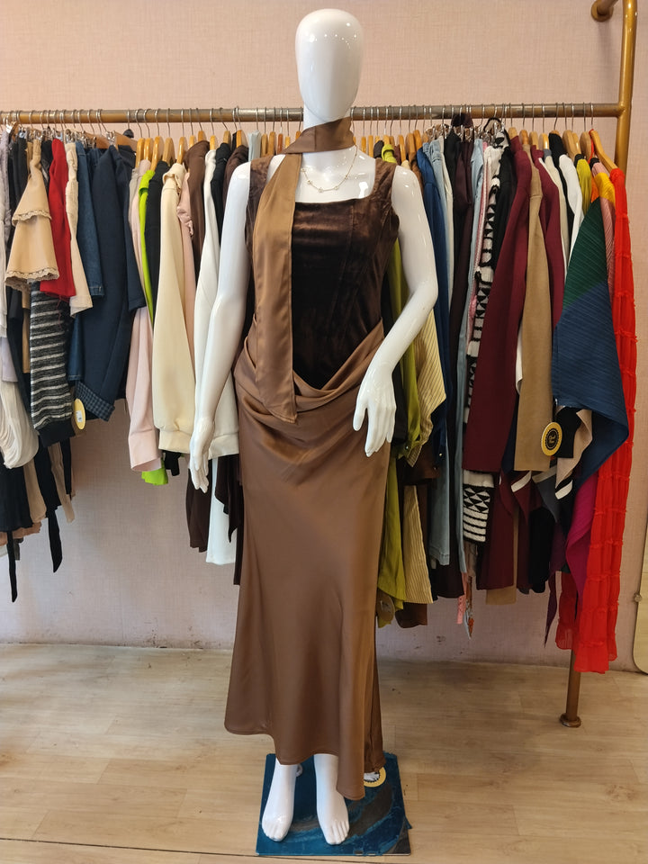 Cocktail velvet Satin drape dress