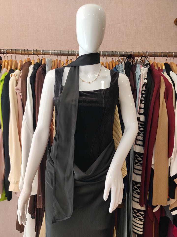 Cocktail velvet Satin drape dress