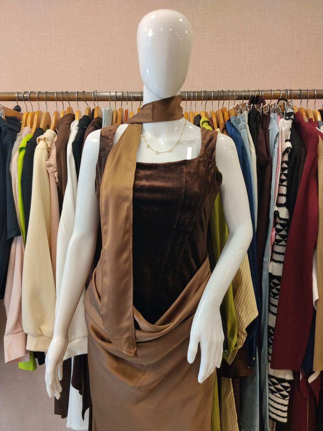 Cocktail velvet Satin drape dress