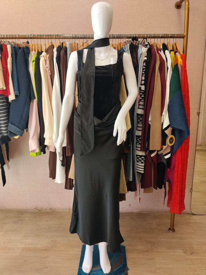 Cocktail velvet Satin drape dress