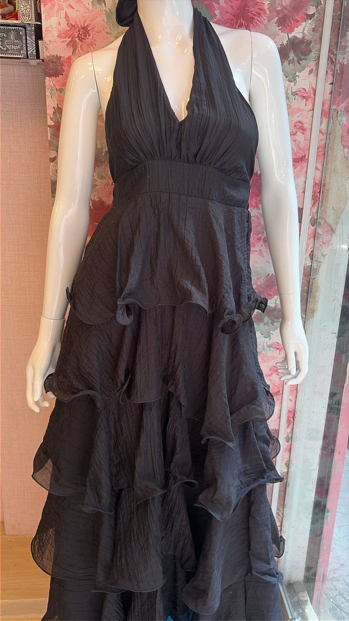 Rachel halter neck frill dress