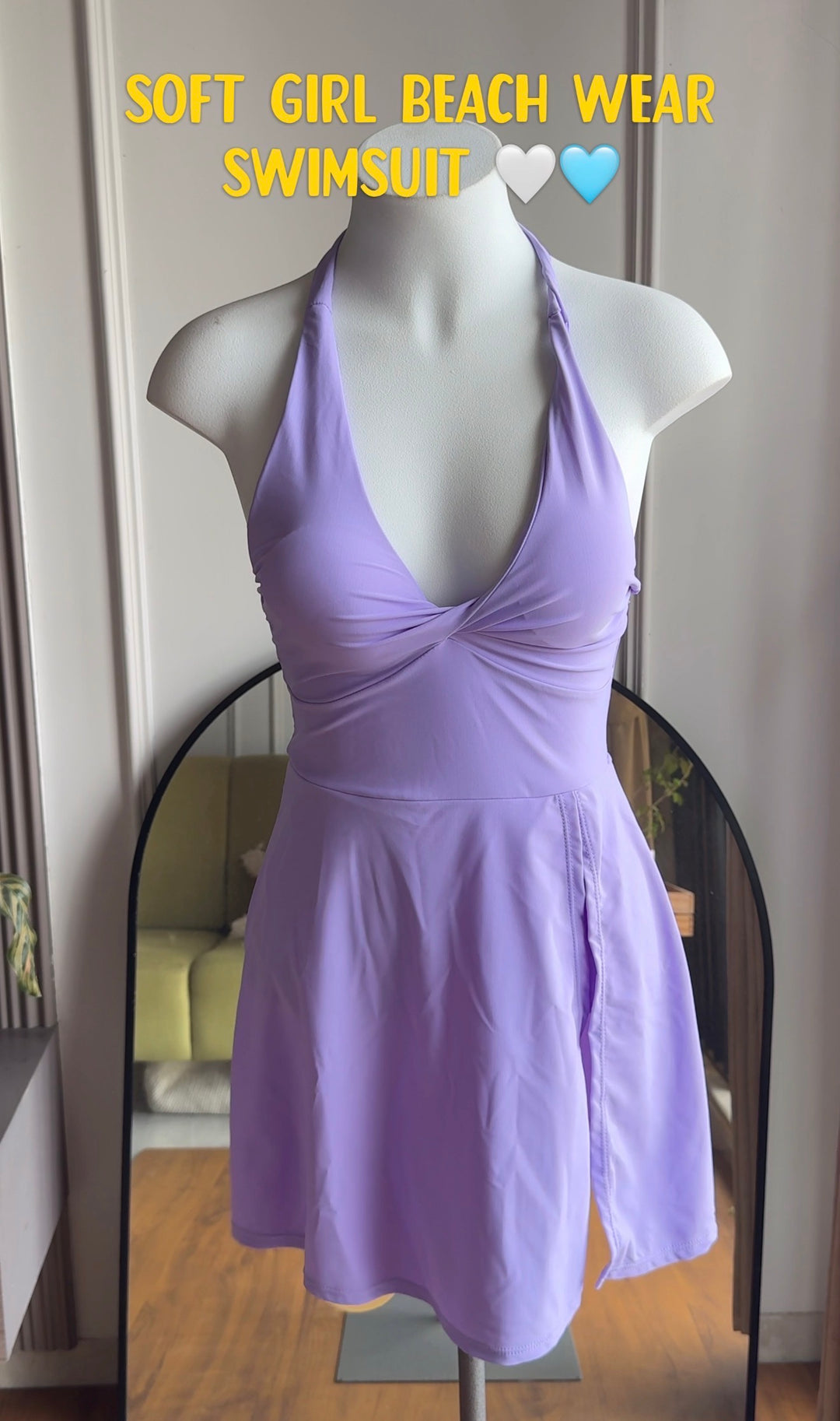 Orchid halter neck swimsuit